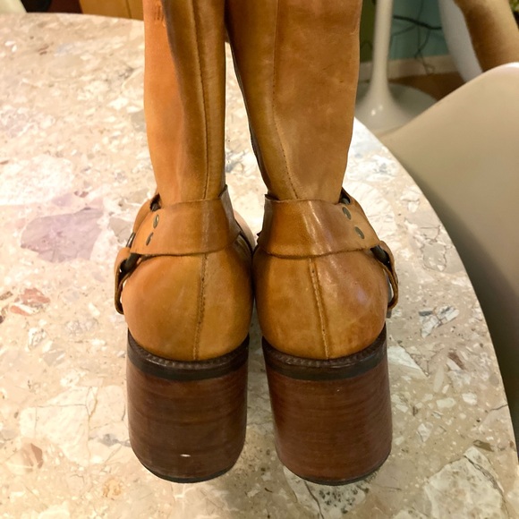 Vintage 90s Y2K Camel Leather Durango Platform Boots Chunky Heel - Picture 15 of 16
